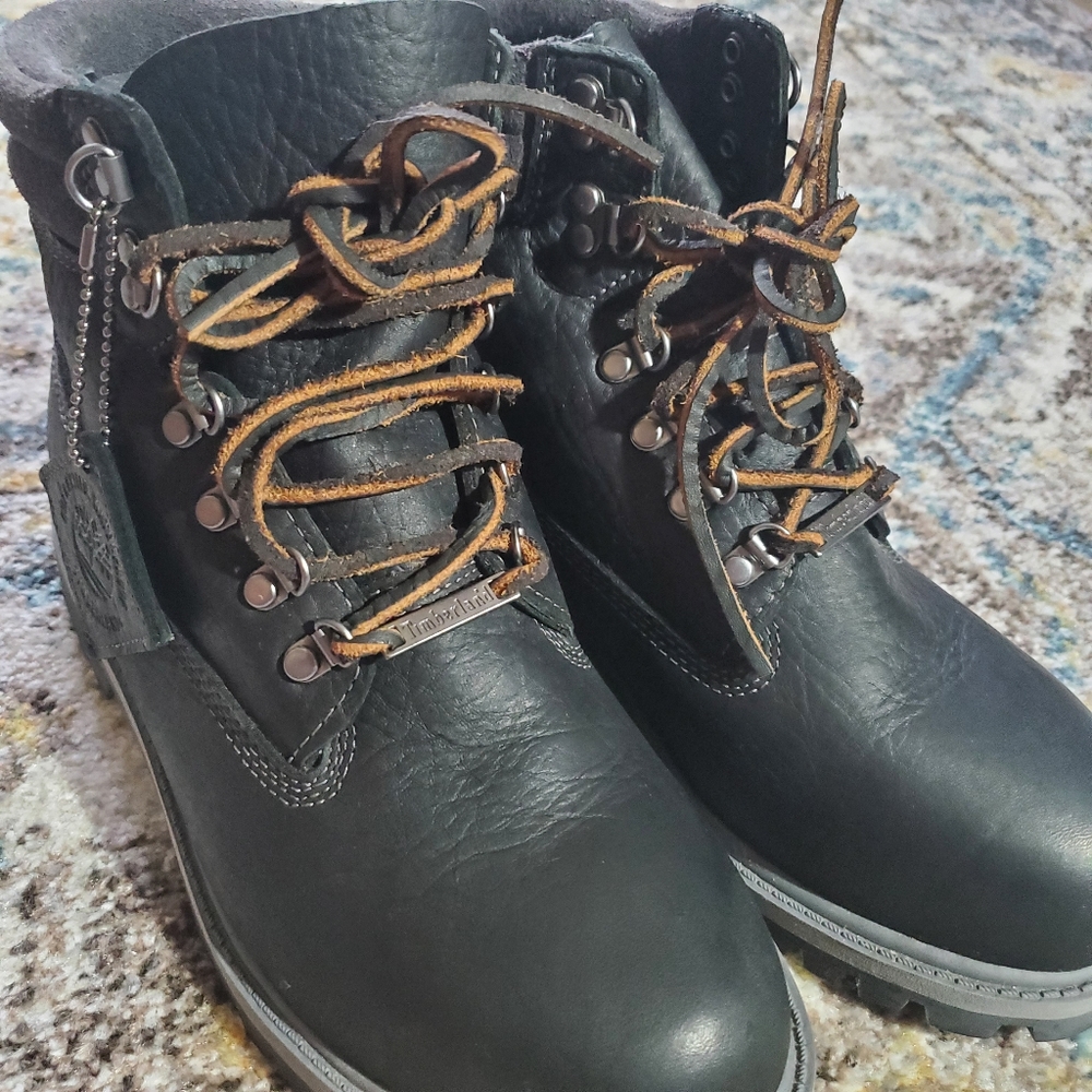 Timberland Premium 6" Waterproof Boots, Size 5 Youth, Black/Grey